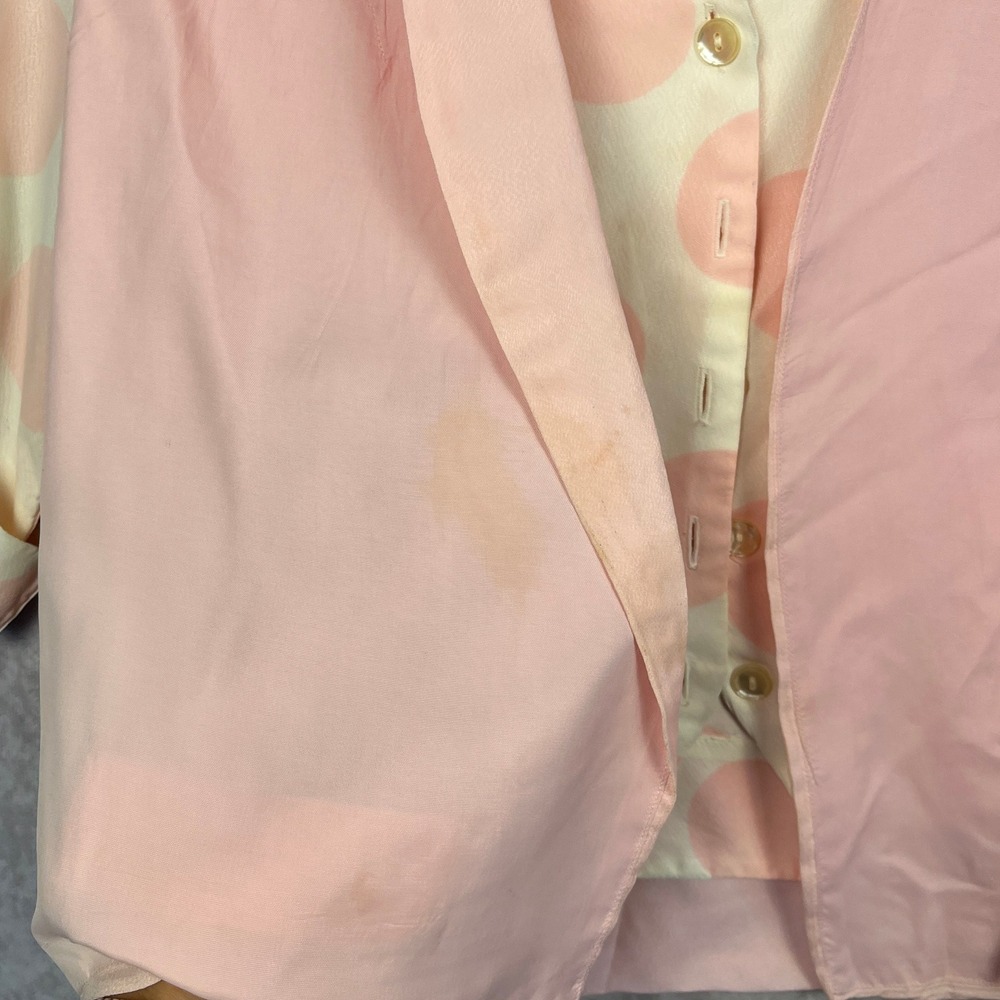 Vintage 60s Polka Dot Blouse Pink Vest Cropped Top Short Sleeve Button Up‎ - Picture 2 of 5